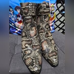 Pre-loved Catherine Malandrino Women Ankle Boots Snake Skin Size 7 1/2